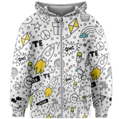 Set Cute Colorful Doodle Hand Drawing Kids  Zipper Hoodie Without Drawstring by BangZart