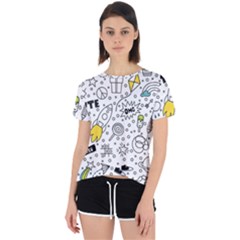 Set Cute Colorful Doodle Hand Drawing Open Back Sport Tee by BangZart