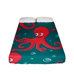 Cute Smiling Red Octopus Swimming Underwater Fitted Sheet (full/ Double Size) by BangZart