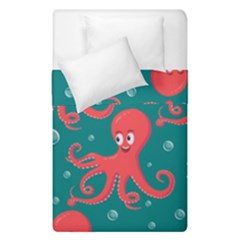 Cute Smiling Red Octopus Swimming Underwater Duvet Cover Double Side (single Size) by BangZart