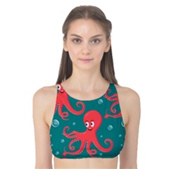 Cute Smiling Red Octopus Swimming Underwater Tank Bikini Top by BangZart