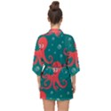 Cute smiling red octopus swimming underwater Half Sleeve Chiffon Kimono View2