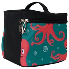 Cute Smiling Red Octopus Swimming Underwater Make Up Travel Bag (big) by BangZart