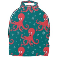 Cute Smiling Red Octopus Swimming Underwater Mini Full Print Backpack by BangZart