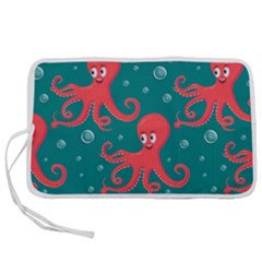 Cute Smiling Red Octopus Swimming Underwater Pen Storage Case (l) by BangZart