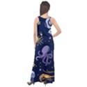 Marine seamless pattern thin line memphis style Sleeveless Velour Maxi Dress View2