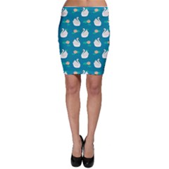 Elegant Swan Pattern With Water Lily Flowers Bodycon Skirt by BangZart