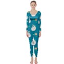 Elegant swan pattern with water lily flowers Long Sleeve Catsuit View1