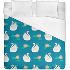 Elegant Swan Pattern With Water Lily Flowers Duvet Cover (king Size) by BangZart