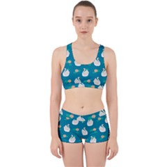 Elegant Swan Pattern With Water Lily Flowers Work It Out Gym Set by BangZart