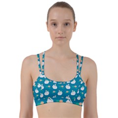 Elegant Swan Pattern With Water Lily Flowers Line Them Up Sports Bra by BangZart