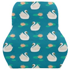 Elegant Swan Pattern With Water Lily Flowers Car Seat Back Cushion 