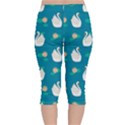 Elegant swan pattern with water lily flowers Velvet Capri Leggings  View2