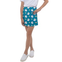 Elegant Swan Pattern With Water Lily Flowers Kids  Tennis Skirt by BangZart