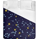 Seamless pattern with cartoon zodiac constellations starry sky Duvet Cover (California King Size) View1