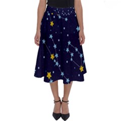 Seamless Pattern With Cartoon Zodiac Constellations Starry Sky Perfect Length Midi Skirt by BangZart