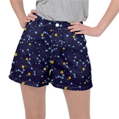 Seamless Pattern With Cartoon Zodiac Constellations Starry Sky Ripstop Shorts by BangZart