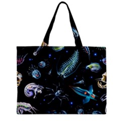 Colorful Abstract Pattern Consisting Glowing Lights Luminescent Images Marine Plankton Dark Background Zipper Mini Tote Bag by BangZart