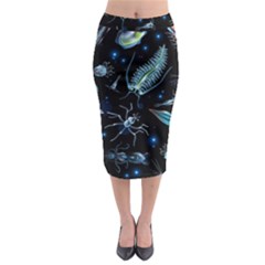 Colorful Abstract Pattern Consisting Glowing Lights Luminescent Images Marine Plankton Dark Background Midi Pencil Skirt by BangZart