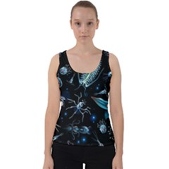 Colorful Abstract Pattern Consisting Glowing Lights Luminescent Images Marine Plankton Dark Background Velvet Tank Top by BangZart