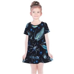 Colorful Abstract Pattern Consisting Glowing Lights Luminescent Images Marine Plankton Dark Background Kids  Simple Cotton Dress by BangZart