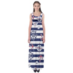 Seamless Marine Pattern Empire Waist Maxi Dress by BangZart