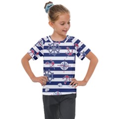 Seamless Marine Pattern Kids  Mesh Piece Tee