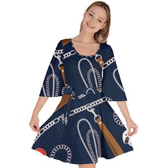 Chains Seamless Pattern Velour Kimono Dress by BangZart