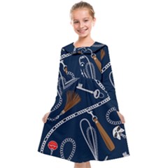 Chains Seamless Pattern Kids  Midi Sailor Dress