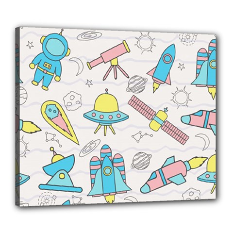 Cute Seamless Pattern With Space Canvas 24  X 20  (stretched) by BangZart