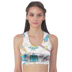 Cute Seamless Pattern With Space Sports Bra by BangZart