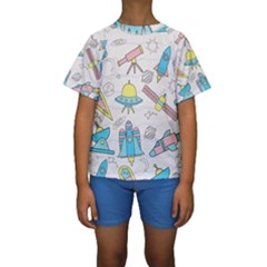 Cute Seamless Pattern With Space Kids  Short Sleeve Swimwear by BangZart