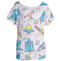 Cute Seamless Pattern With Space Women s Oversized Tee by BangZart