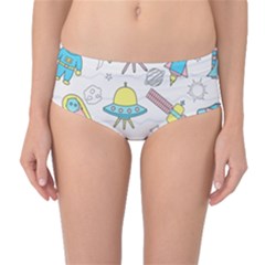 Cute Seamless Pattern With Space Mid-waist Bikini Bottoms by BangZart