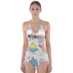 Cute Seamless Pattern With Space Cut-out One Piece Swimsuit by BangZart