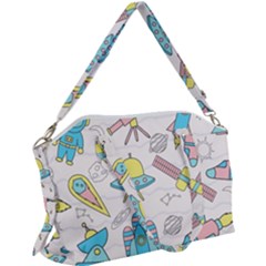 Cute Seamless Pattern With Space Canvas Crossbody Bag by BangZart