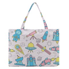 Cute Seamless Pattern With Space Zipper Medium Tote Bag by BangZart