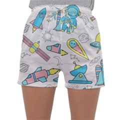 Cute Seamless Pattern With Space Sleepwear Shorts by BangZart