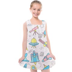 Cute Seamless Pattern With Space Kids  Cross Back Dress by BangZart