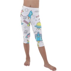 Cute Seamless Pattern With Space Kids  Lightweight Velour Capri Leggings 