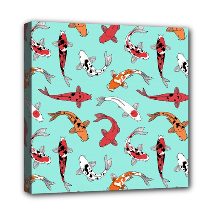 Pattern with koi fishes Mini Canvas 8  x 8  (Stretched)