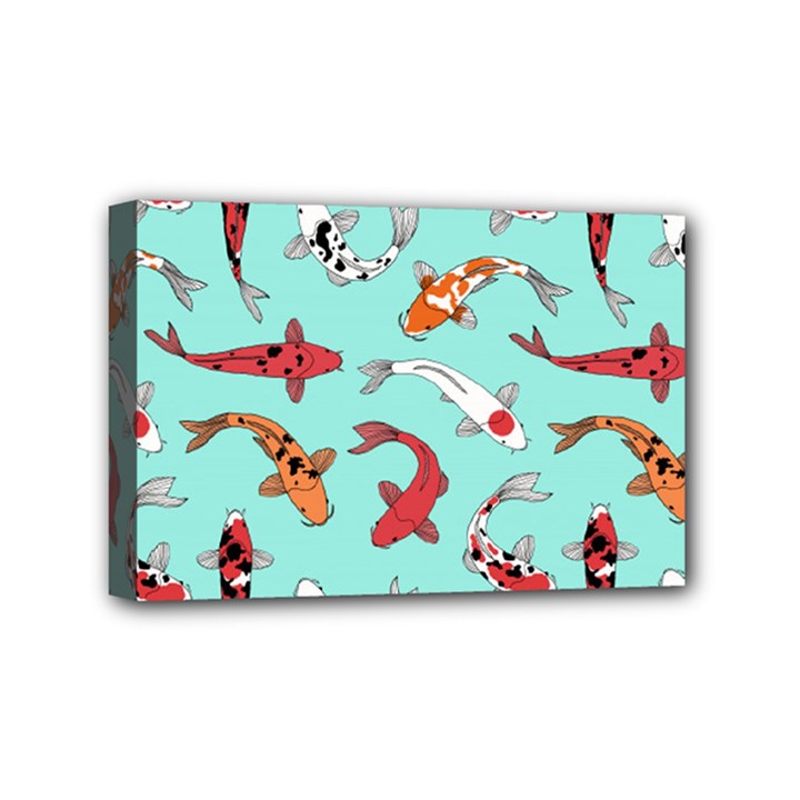 Pattern with koi fishes Mini Canvas 6  x 4  (Stretched)