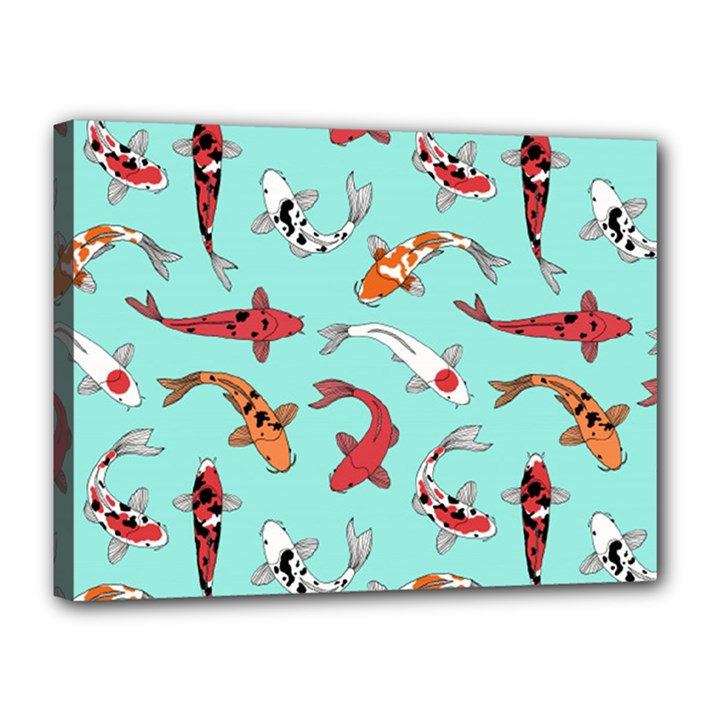 Pattern with koi fishes Canvas 16  x 12  (Stretched)