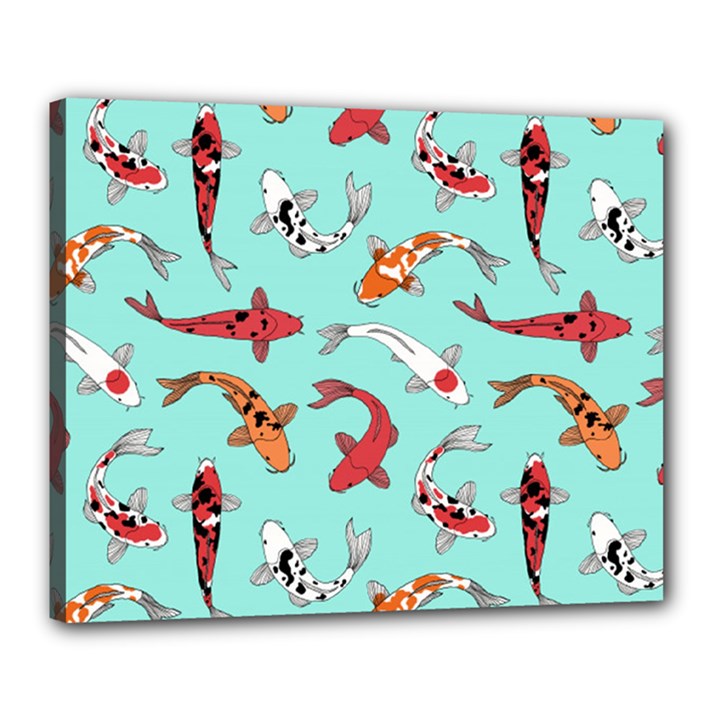 Pattern with koi fishes Canvas 20  x 16  (Stretched)