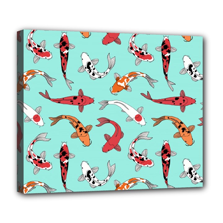 Pattern with koi fishes Deluxe Canvas 24  x 20  (Stretched)