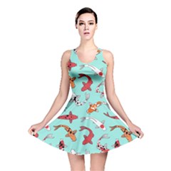 Pattern With Koi Fishes Reversible Skater Dress by BangZart