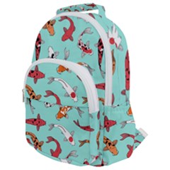 Pattern With Koi Fishes Rounded Multi Pocket Backpack by BangZart