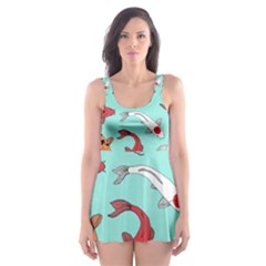 Pattern With Koi Fishes Skater Dress Swimsuit by BangZart