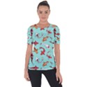 Pattern with koi fishes Shoulder Cut Out Short Sleeve Top View1