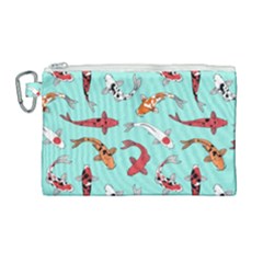 Pattern With Koi Fishes Canvas Cosmetic Bag (large) by BangZart